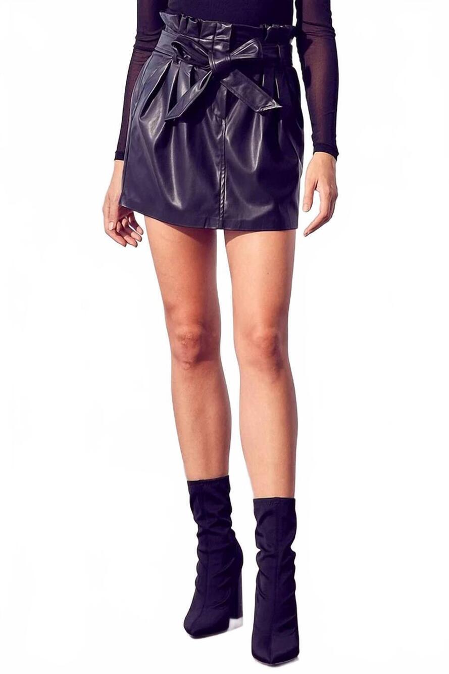 NEW DOBE paper bag self tie skirt in black